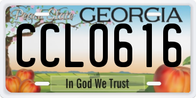 GA license plate CCL0616
