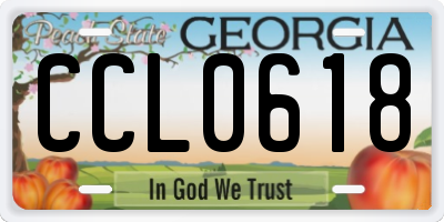 GA license plate CCL0618