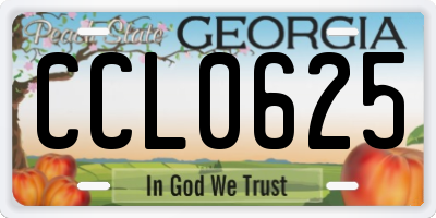 GA license plate CCL0625