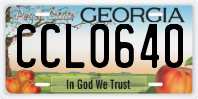 GA license plate CCL0640