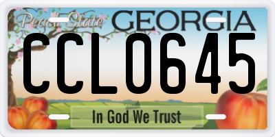 GA license plate CCL0645
