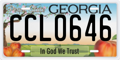 GA license plate CCL0646