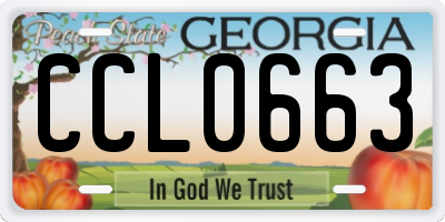 GA license plate CCL0663