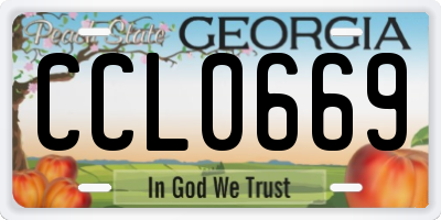 GA license plate CCL0669