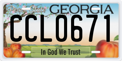 GA license plate CCL0671