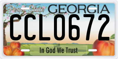 GA license plate CCL0672