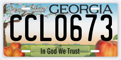GA license plate CCL0673