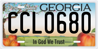 GA license plate CCL0680