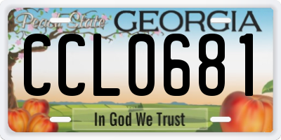 GA license plate CCL0681