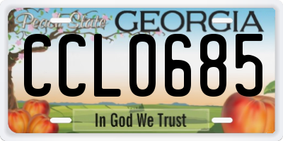 GA license plate CCL0685