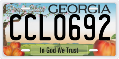 GA license plate CCL0692