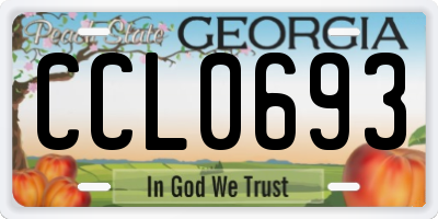 GA license plate CCL0693