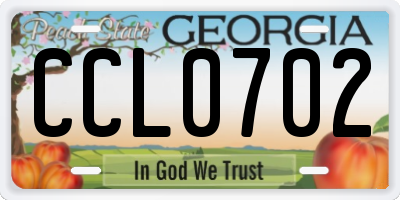 GA license plate CCL0702