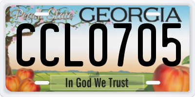 GA license plate CCL0705