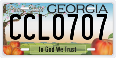 GA license plate CCL0707