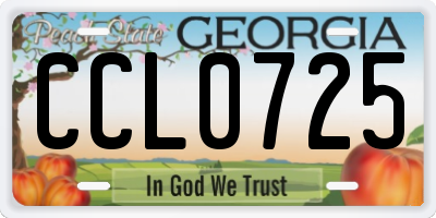 GA license plate CCL0725