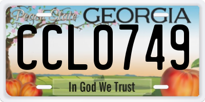 GA license plate CCL0749