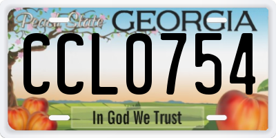 GA license plate CCL0754