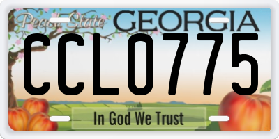 GA license plate CCL0775