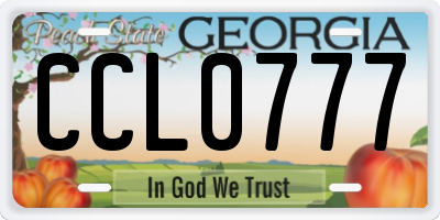 GA license plate CCL0777