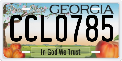 GA license plate CCL0785