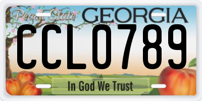 GA license plate CCL0789