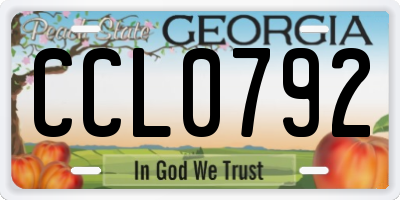 GA license plate CCL0792