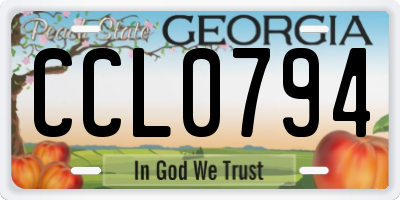 GA license plate CCL0794