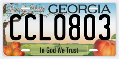 GA license plate CCL0803
