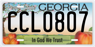 GA license plate CCL0807