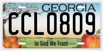 GA license plate CCL0809