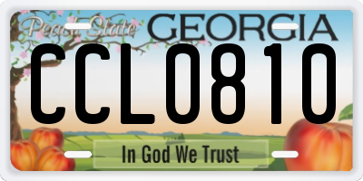 GA license plate CCL0810