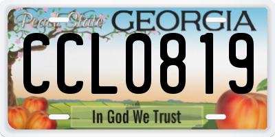 GA license plate CCL0819