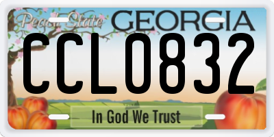 GA license plate CCL0832