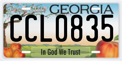 GA license plate CCL0835
