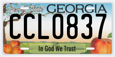 GA license plate CCL0837