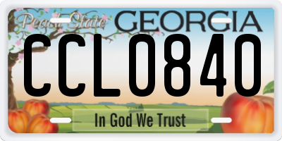 GA license plate CCL0840
