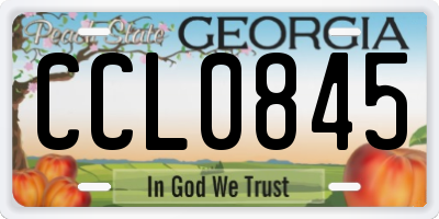 GA license plate CCL0845