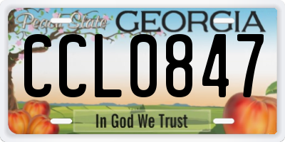 GA license plate CCL0847