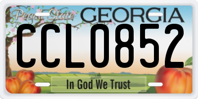 GA license plate CCL0852