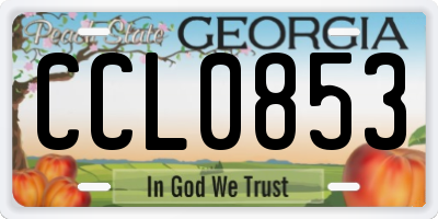 GA license plate CCL0853