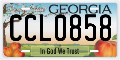 GA license plate CCL0858