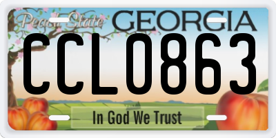 GA license plate CCL0863