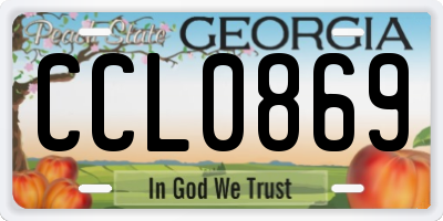 GA license plate CCL0869