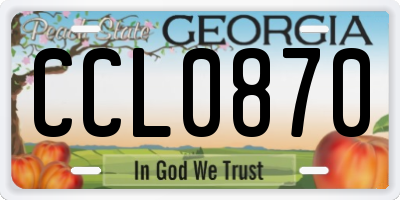 GA license plate CCL0870
