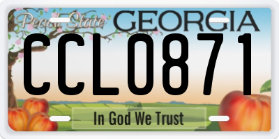 GA license plate CCL0871