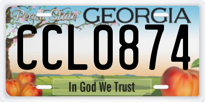 GA license plate CCL0874