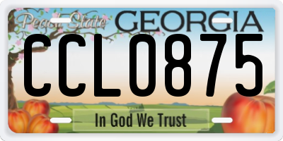 GA license plate CCL0875