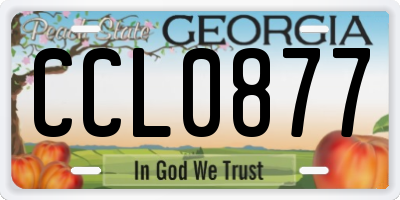 GA license plate CCL0877