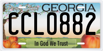 GA license plate CCL0882